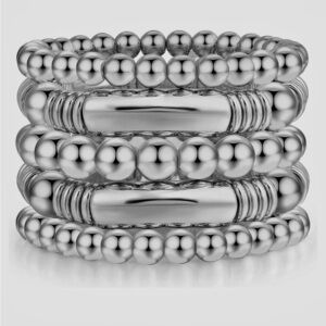 ⭐️Badu Chunky Curved 5 Piece Stacking Plated Bead Ball Stretchable Bracelets⭐️
